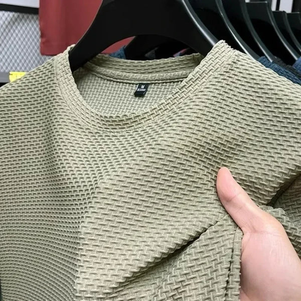 Mens Short Sleeve Mesh Bamboo Ice Silk T-Shirt