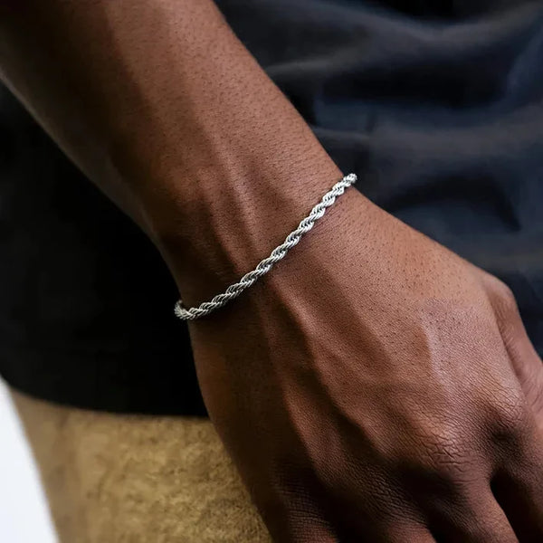 Vnox Stainless Steel Twisted Rope Chain Bracelet